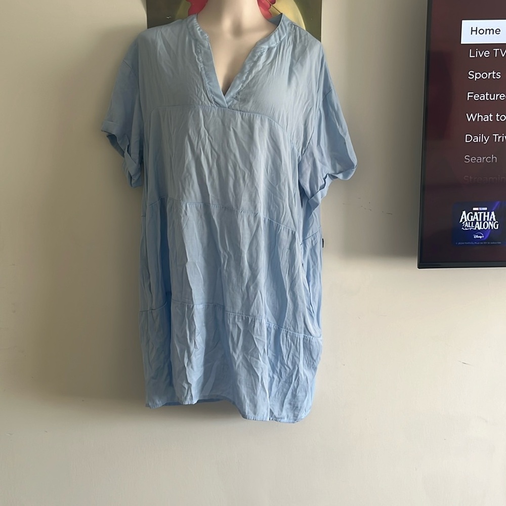 OURS, baby blue light weight shirt-dress, Size: XL